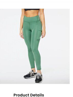 New Balance NB AT Green Athletic Leggings Side Pocket Women’s Size L